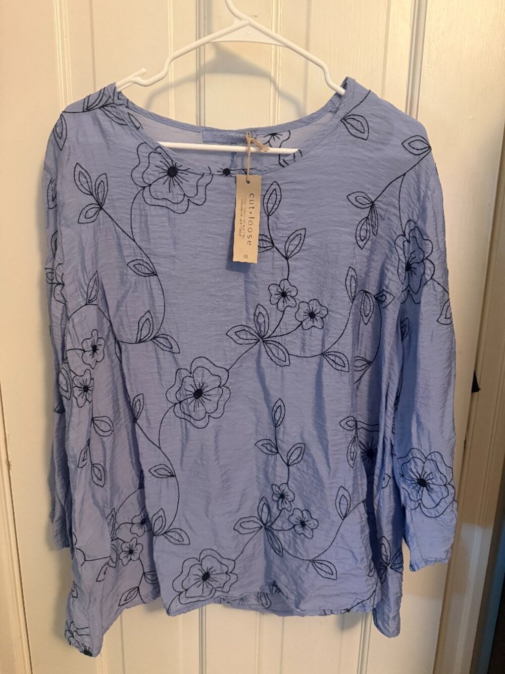 Cut Loose Blue Jacquard Tunic One Size NWT | Textured Floral Rayon Boutique Made